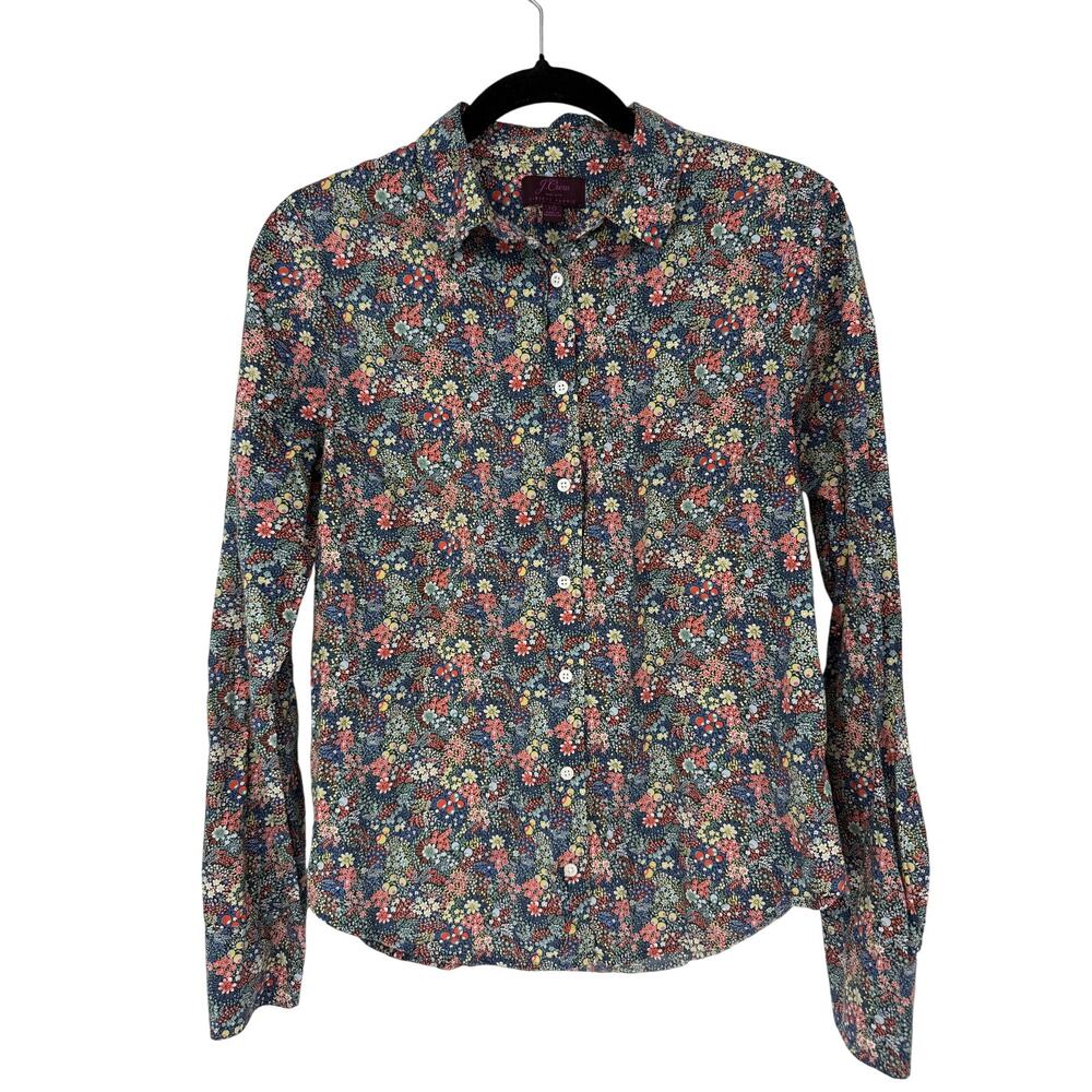 J.Crew Liberty London Elderberry Floral Perfect Shirt 10 Cotton Button Front